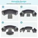 Elegant Patio Furniture Set Outdoor Daybed Rattan Sectional with Cushions and Center Table, Grey, Iron + Rattan