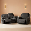 Grey Zero Gravity Reclining Sofa Set With Adjustable Headrest