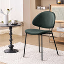 Set of 4 Upholstered PU Leather Dining Chairs Mid-Century Modern Dining Chairs with Curved Backrest for Dining Room Kitchen (Green)
