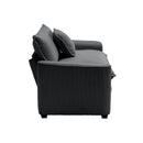 Mid-Century Modern Sectional Set of Two, 3-Seater & Single-Seater, Grey Corduroy, with Pillows