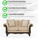 Hernen Carved Wood Frame 5Piece Living Room Set Beige Wheat