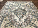 Pak Persian Rug 8 x 10.6, Elegant Oriental Carpet, Floral Medallion, Vintage Handmade Wool Rug, FIne 240 KPSI