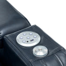 Blue PU Leather Power Recliner Theater Chair with Cooling Cup Holder, Bluetooth Speaker, LED Lights, USB Ports