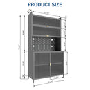 73'' Tall Kitchen Pantry Cabinet , 6 Level Flip Door with Pegboard Spacious, Adjustable & Stylish Metal Pantry Storage Cabinet, Anti-Tip Design Hutch for Kitchen, Dining Room, Living Room(Grey)