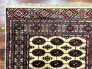Pakistani Bokhara Rug 4x6, Turkoman Carpet, Vintage Handmade Wool Rug, Ivory