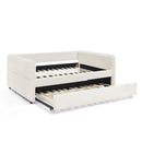 Daybed with Trundle Upholstered Tufted Sofa Bed, Full Size, Boucle Fabric, Beige(83'x58.5'x29.5')