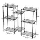Heavy Duty Garment Rack With 8 Adjustable Wire Shelves and 5 Clothes Rails, Freestanding Closet Organizer, Black Metal