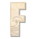 Unfinished Wood Layered Themed Letters | Wave | A-Z | 2 Piece | up to 24"