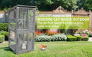 Catio Large Wooden Cat House Outdoor Indoor Cat Enclosures On Wheels, Wooden Kitty House Shelter Outside with Resting Box, Waterproof Roof (Grey, 31.5' D x 36.6' W x 71' H)