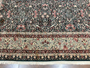 Large Sino Persian Rug 10x14, Wool Hand Knotted Vintage Carpet, Dark Green & Beige, Kirman Floral Rug, Fine Weave, Traditional, Large