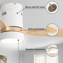52 Inch White Wood Ceiling Fan With LED Light And Remote