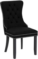 Black Velvet Tufted Dining Chairs With Nailhead Trim