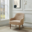 Chenille Armchair, Modern Style Accent Chair with Wood Legs, Comfy Design for Living Room, Bedroom, Office,Beige