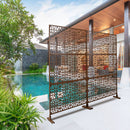 Outdoor & Indoor Privacy Screen Metal Privacy Screen 76' H×48' W, Freestanding Decorative Privacy Screen for Deck Balcony Patio, Privacy Fence Panels for Outside Lawn Garden PS106 BROWN
