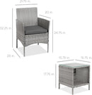 3 Piece Outdoor Wicker Bistro Set With Side Table