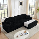 Modern Minimalist Style L Shape Modular Sectional Sofa with Corduroy Finish in Black
