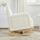 Accent Rocking Chair with Curved Back & Pillow, Ultimate Comfort for Your Home, Teddy Velvet, Cream White