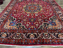 Red Persian Mashad Rug 10x13 - Floral Medallion Signed By Masterweaver