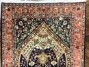 Persian Tabriz Rug 3x4, Navy Blue, Birds, Floral, Prayer Rug, Handmade Wool Rug, Finely Hand Knotted 325 KPSI