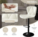 Adjustable Swivel Bar Stools Set Of 2 White Faux Leather