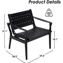 Scandinavian Woven Leather Chair With Natural Wood Frame