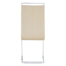Modern Dining Chairs, PU Faux Leather High Back Upholstered Side Chair with Silver C-shaped Tube Chrome Metal Legs for Dining Room Kitchen Vanity Patio Club Guest Office Chair (Set of 2 (Beige+PU)