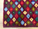 Balouch Rug 3x5, Afghan Rug, Purple-Maroon, Multicolor, Tribal Rug