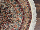 Round Silk Rug 3x3, Extremely Fine 580 KSPI, Sino Persian Round Handmade Carpet, Silk on Silk