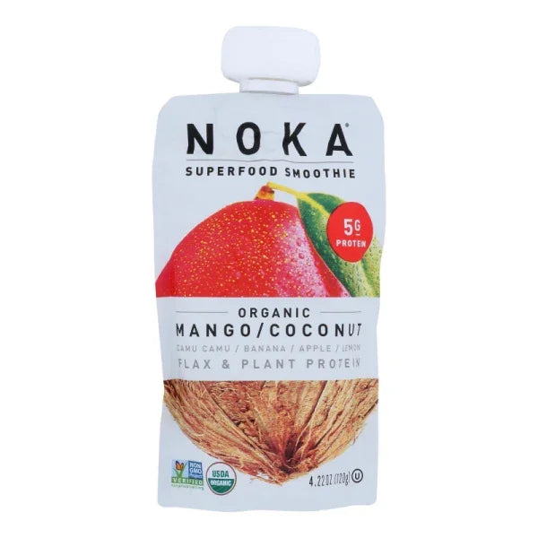 Noka Sparkling Smootie, Mango Coconut, 4 Pack (Pack of 6)