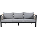 Outdoor Sectional Sofa Set 5-Person Patio Seating Group with Cushions and Coffee Table, Grey, Steel & Acacia Wood