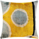 Handmade 16x16 Silk Velvet Geometric Throw Pillow in Gold and Gray – Luxury Down Feather Insert