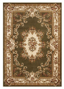 10' X 13' Green Ivory Machine Woven Hand Carved Floral Medallion Indoor Area Rug