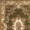 10' X 13' Green Ivory Machine Woven Hand Carved Floral Medallion Indoor Area Rug
