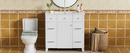 36' Bathroom Vanity with Ceramic Sink, White, Solid Wood Frame, Soft Close Doors, Adjustable Shelves, 3 Drawers ,Including Double-Depth Drawer for Hairdryer Storage(Old sku:SV000003AAW-2)
