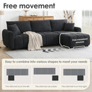 [VIDEO] 110' Modular Sectional Sofa, L Shape with Extra-large Seat, Pull-line Design, Movable Ottoman, High Density Foam, Free Combination, Sturdy Metal&Wood Frame, Boucle Fabric, 3 Colors