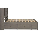 King Size Platform Bed with Storage Headboard and 8 Drawers, Gray