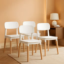 White Wooden Dining Chairs Set of 4 With Ergonomic Backrest