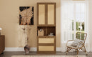 Full Size Solid Wood With Rattan Murphy Bed Cabinet Space-Saving Bed with 2 Side Cabinet Storage Shelves, Perfect for Guest Room, for Bed Room, Guest Room, Home Office, Walnut