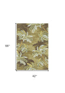 4' X 6' Moss Green Hand Tufted Palm Trees Indoor Area Rug