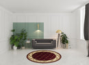 2' X 3' Red Machine Woven Hand Carved Fleur De Lis Indoor Accent Rug