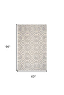 8' Grey Hand Tufted Geometric Indoor Runner Rug