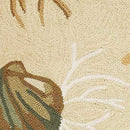 8' Beige Hand Hooked Sea Shells Indoor Runner Rug