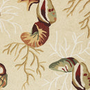 8' Beige Hand Hooked Sea Shells Indoor Runner Rug