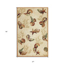 8' Beige Hand Hooked Sea Shells Indoor Runner Rug
