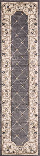 3' X 5' Gray and Ivory Trellis Area Rug