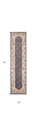 3' X 5' Gray and Ivory Trellis Area Rug