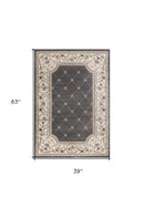 3' X 5' Gray and Ivory Trellis Area Rug