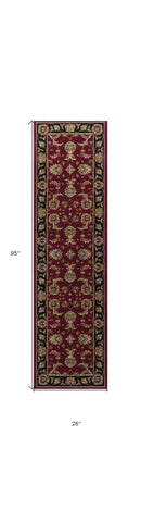 9' X 13' Red and Black Area Rug