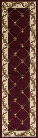 2' X 3' Red Machine Woven Hand Carved Fleur De Lis Indoor Accent Rug