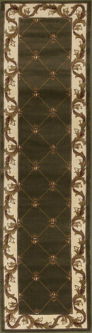 2' X 3' Green and Ivory Trellis Area Rug